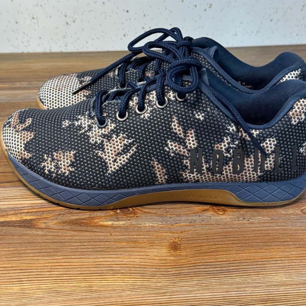 NoBull Unisex SuperFabric Trainer Blue Camo Low Shoes Men's 6.5 Women's 8 (C7)